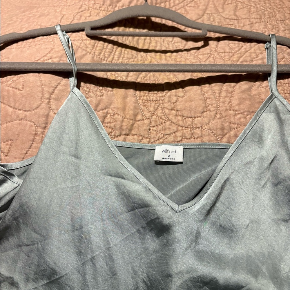 Aritzia Wilfred sage green  Satin Midi Dress